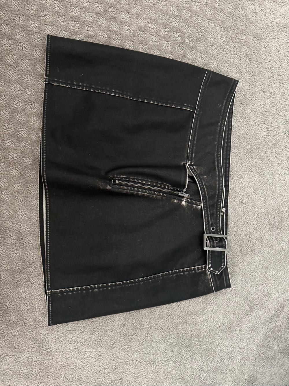 Black Mini Skirt with White Piping